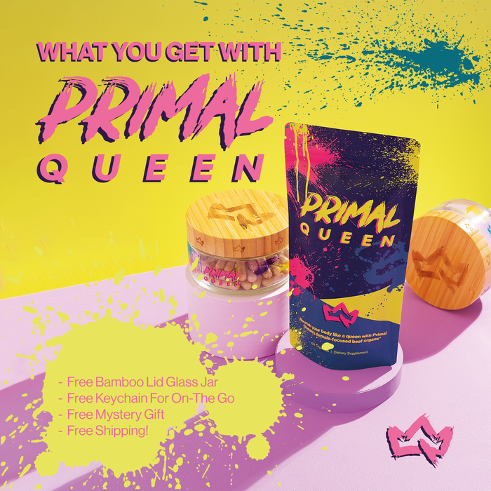 Primal Queen Female-Optimized Beef Organ Superfood Supplement (Beef Liver, Kidney, Heart, &amp; 3 More) - 100% Grass Fed, Pasture Raised - 3rd Party &amp; Clinically Tested